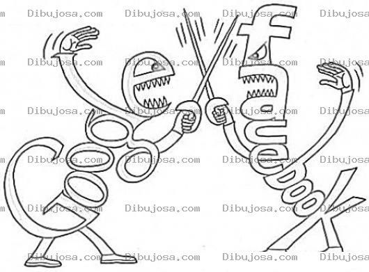Dibujo para colorear Google Versus Facebook Para Pintar Y Colorear