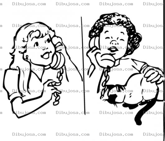Dibujo para colorear Dibujo Para Colorear A Dos Amigas Habalndo Por Telefono Conversando Telefonicamente Hablar Conversar