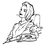 Dibujo para colorear Dibujo De Mujer Sentada Frente Al Telefono Para Colorear