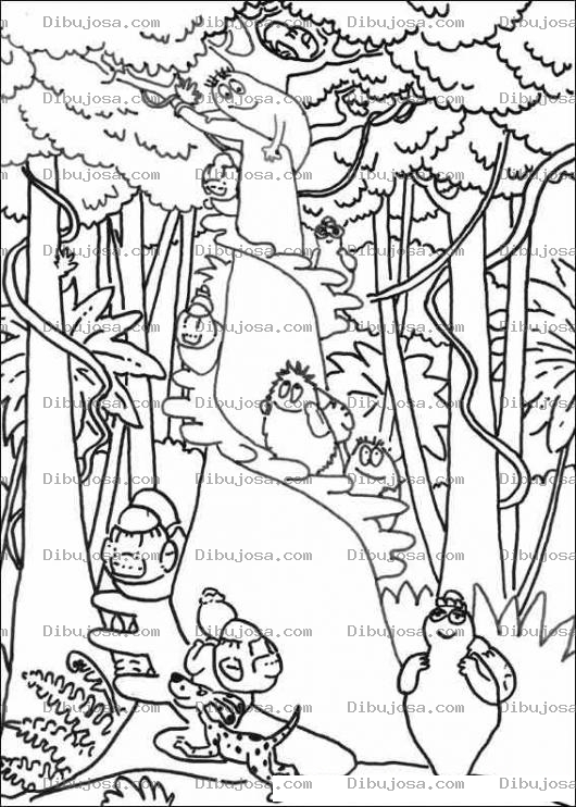 Dibujo para colorear colorear a barbapapa en el bosque