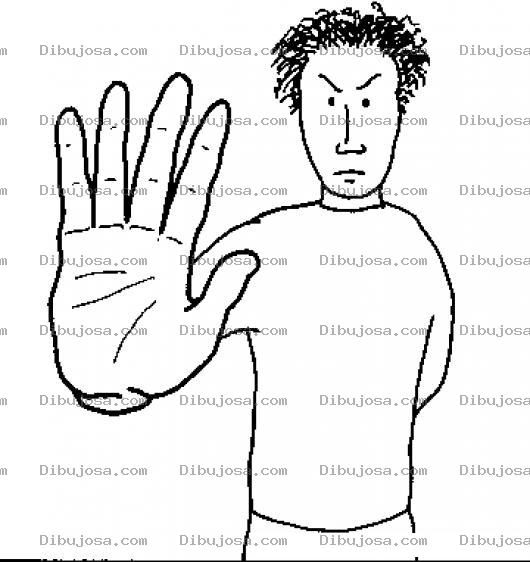 Dibujo para colorear Dibujo De Un Hombre Levantando Su Mano Con El Signo De Alto Pare Stop Detengase