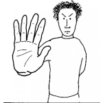 Dibujo para colorear Dibujo De Un Hombre Levantando Su Mano Con El Signo De Alto Pare Stop Detengase