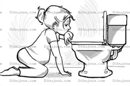 Dibujo para colorear Colorear Mujer Embarazada Vomitando En El Retrete Del Inodoro Sobre La Taza Del Bano