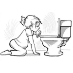 Dibujo para colorear Colorear Mujer Embarazada Vomitando En El Retrete Del Inodoro Sobre La Taza Del Bano