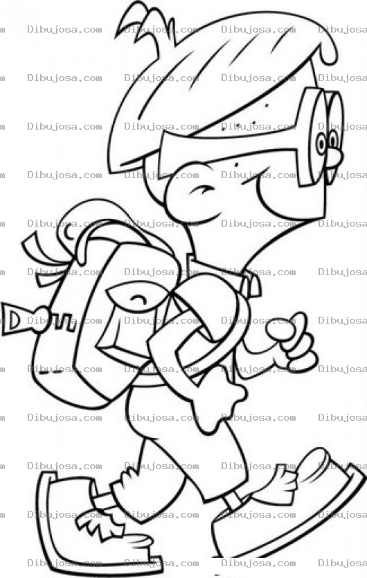 Dibujo para colorear Dibujo De Nino Caminando Hacia La Escuela Con Su Mochila En La Espalda