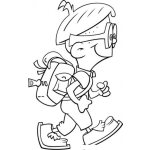 Dibujo para colorear Dibujo De Nino Caminando Hacia La Escuela Con Su Mochila En La Espalda