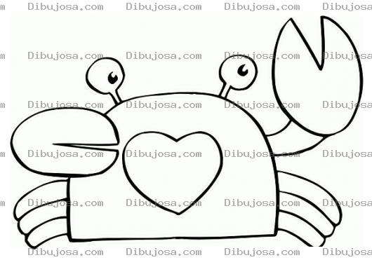 Dibujo para colorear Dibujo De Cangrejo Enamorado Para Pintar Y Colorear