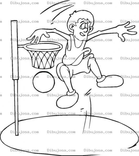 Dibujo para colorear Dibujo De Hombre Saltando Y Clavando O Dunkeando Una Pelota De Basketbol En El Aro