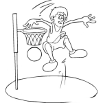 Dibujo para colorear Dibujo De Hombre Saltando Y Clavando O Dunkeando Una Pelota De Basketbol En El Aro