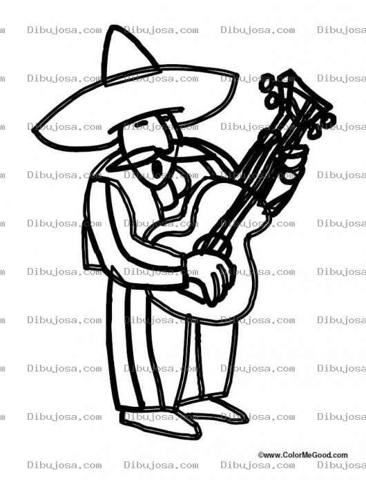 Dibujo para colorear El Mariachi Para Pintar Y Colorear
