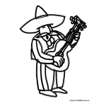 Dibujo para colorear El Mariachi Para Pintar Y Colorear