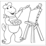Dibujo para colorear Colorear a Barney pintando