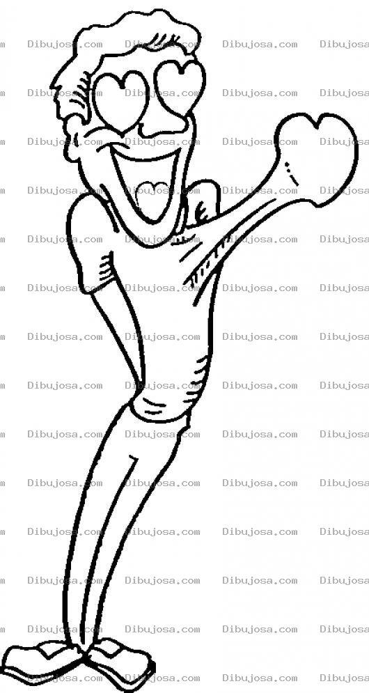 Dibujo para colorear Dibujo De Hombre Enamorado Para Pintar Y Colorear El Corazon Me Hace Pum Pum Con Ojos De Corazon Y Corazon Salido Del Pecho