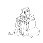 Dibujo para colorear Inuyasha Y Kagome Para Pintar Y Colorear Gratis