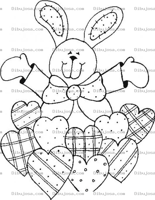 Dibujo para colorear Dibujo De Conejo Con Muchos Corazones Para Colorear Conejo Y Corazon
