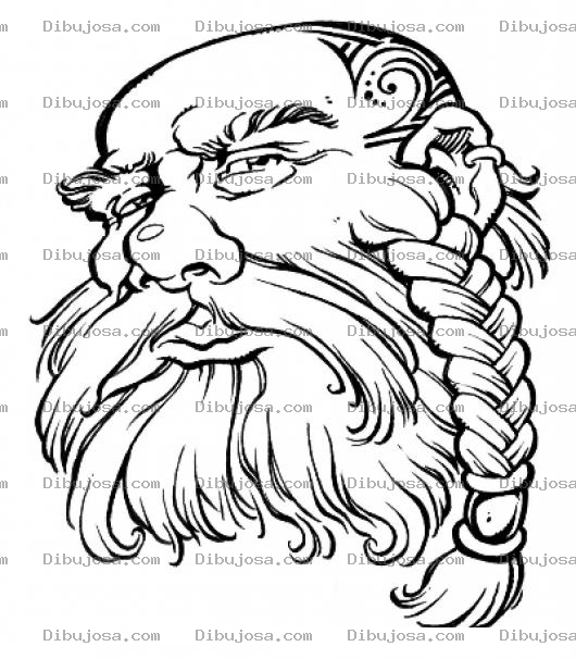 Dibujo para colorear Dibujo De Viejo Con Arete Barbudo Con Barba Trenzada Para Pintar Y Colorear Pelon Con Cabeza Tatuada Y Barba Con Trenza