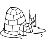Dibujo para colorear Dibujo De Iglu Con Pescados Colgando Para Colorear