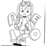 Dibujo para colorear Dibujo De Nina Con Cuatro Volcaes A E I O Para Pintar Y Colorear