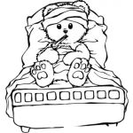 Dibujo para colorear Osito Enfermo Postrado En Cama Para Colorear Y Pintar
