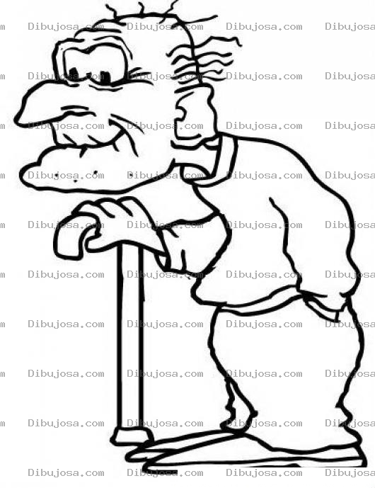 Dibujo para colorear Dibujo De Abuelito Con Baston Para Pintar Y Colorear
