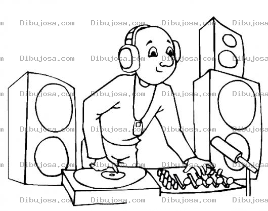 Dibujo para colorear Dibujo De Disk Jokey Para Pintar Y Colorear Un DJ Poniendo Musica Con Discos De Acetato