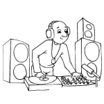 Dibujo para colorear Dibujo De Disk Jokey Para Pintar Y Colorear Un DJ Poniendo Musica Con Discos De Acetato