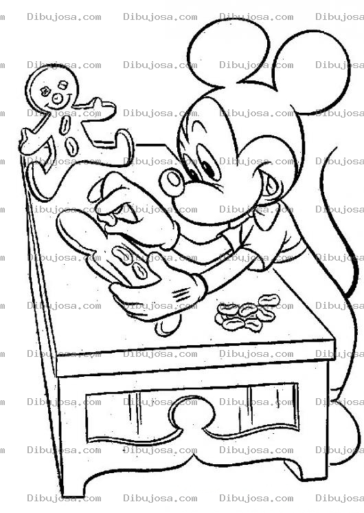 Dibujo para colorear Mickey Mouse Haciendo Galletas Para Pintar Y Colorear