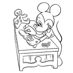 Dibujo para colorear Mickey Mouse Haciendo Galletas Para Pintar Y Colorear