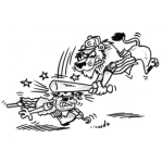 Dibujo para colorear Dibujo De Leon Golpenado A Pirata Con Un Bate Para Pintar Y Colorear