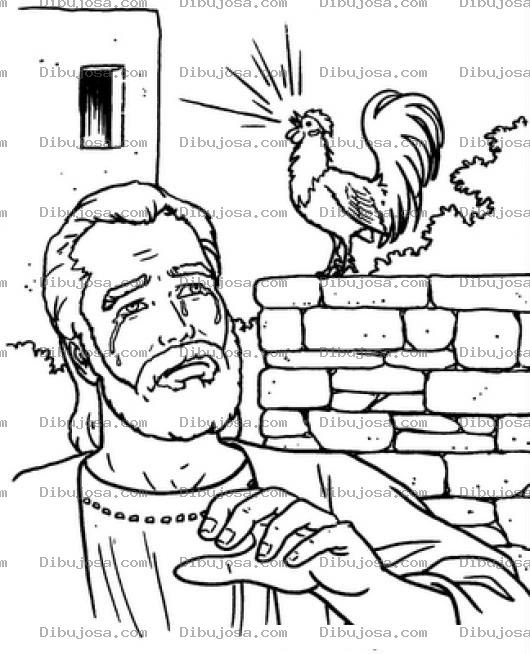 Dibujo para colorear Dibujo Biblico De Simon Pedro Negando A Cristo Antes Del Canto Del Gallo Para Pintar Y Colorear