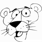 Dibujo para colorear Colorear cara de pantera rosa