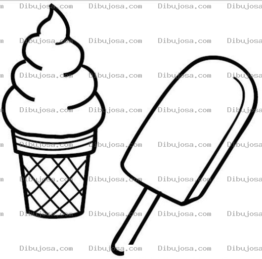 Dibujo para colorear Dibujo De Helado De Crema Y Helado De Hielo Para Pintar Y Colorear