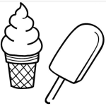 Dibujo para colorear Dibujo De Helado De Crema Y Helado De Hielo Para Pintar Y Colorear