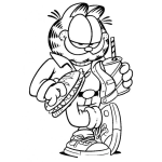 Dibujo para colorear Dibujo De Garfield Con Un Emparedado Y Una Soda Para Pintar Y Colorear