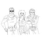 Dibujo para colorear Dibujo De 3 Amigos Rockeros Dos Hombres Y Una Mujer Para Pintar Y Colorear