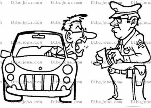 Dibujo para colorear Dibujo De Policia De Emetra Poniendo Remision A Un Conductor Para Pintar Y Colorear