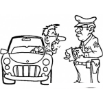 Dibujo para colorear Dibujo De Policia De Emetra Poniendo Remision A Un Conductor Para Pintar Y Colorear