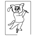 Dibujo para colorear colorear gato jugando golf