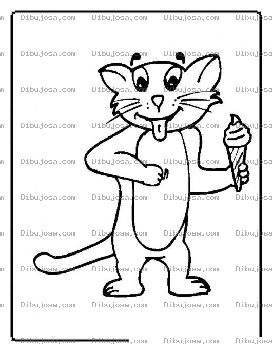Dibujo para colorear colorear gato comiendo helado