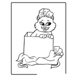 Dibujo para colorear colorear gatita en caja de regalo
