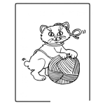 Dibujo para colorear colorear gato con bola de lana