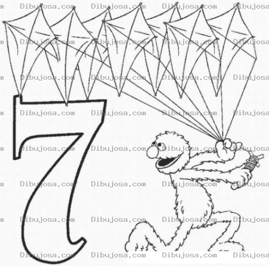 Dibujo para colorear Ddd Dibujo De 7 Barriletes Para Pintar Y Colorear El Numero Siete Numero 7