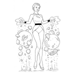 Dibujo para colorear Dibujo De La Super Chica De La Gravedad Para Pintar Y Colorear A La Reina De La Gravedad