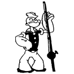 Dibujo para colorear Dibujo De Popeye Con Cana De Pescar Para Colorear