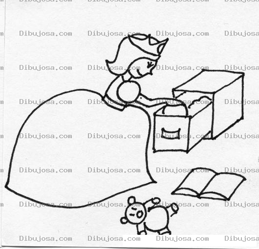Dibujo para colorear Princesa De Jugete Con Osito Para Pintar Y Colorear