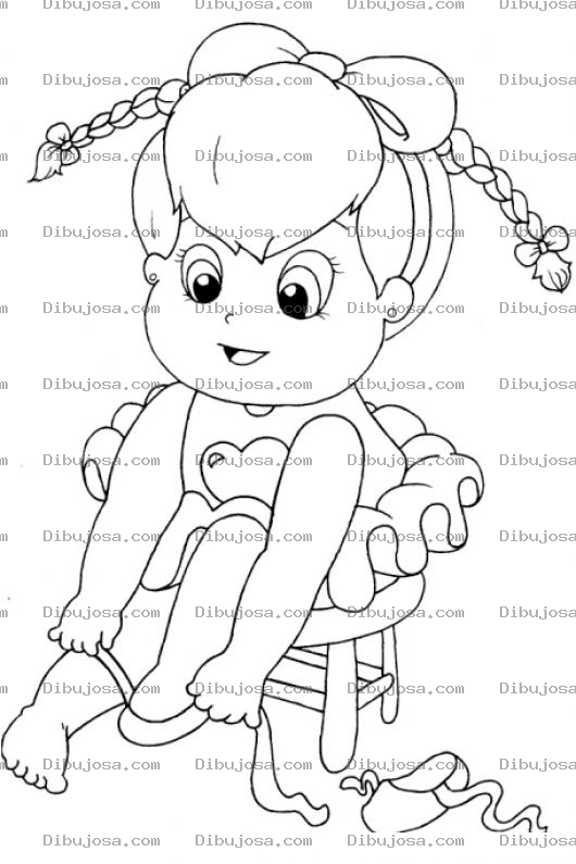 Dibujo para colorear Dibujo De Nina Poniendose Los Zapatos Para Pintar Y Colorear Bailarina Amarrandose Las Zapatillas