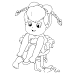Dibujo para colorear Dibujo De Nina Poniendose Los Zapatos Para Pintar Y Colorear Bailarina Amarrandose Las Zapatillas