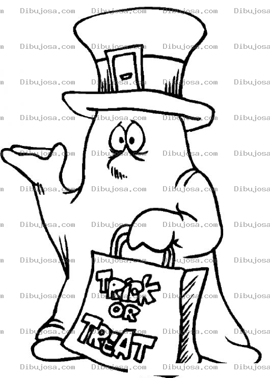 Dibujo para colorear Dibujo De Fantasma Pidiendo Dulces Para Pintar Y Colorear