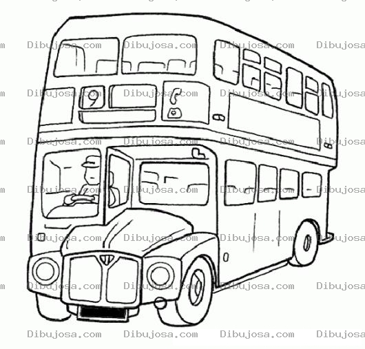 Dibujo para colorear Dibujo De Bus De 2 Pisos Para Pintar Y Colorear Autobus De Dos Niveles