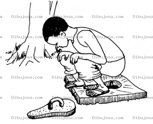 Dibujo para colorear Dibujo De Nino Haciendo 2 En Letrina Para Colorear Muchacho Haciendo Popo En Pozo Ciego